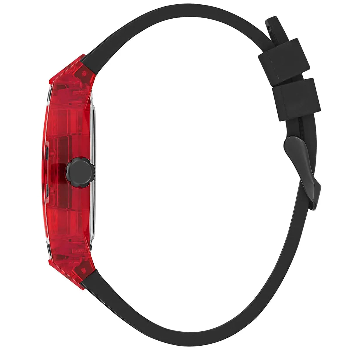 Guess Phoenix GW0499G4 Red Transparent Case Black Silicone Multifunction Watch