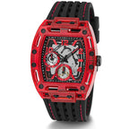 Guess Phoenix GW0499G4 Red Transparent Case Black Silicone Multifunction Watch