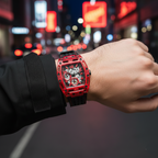 Guess Phoenix GW0499G4 Red Transparent Case Black Silicone Multifunction Watch