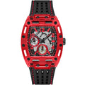 Guess Phoenix GW0499G4 Red Transparent Case Black Silicone Multifunction Watch