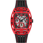Guess Phoenix GW0499G4 Red Transparent Case Black Silicone Multifunction Watch