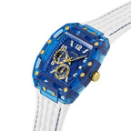 Guess Phoenix GW0499G6 Blue Transparent Case White Silicone Multifunction Watch