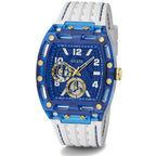 Guess Phoenix GW0499G6 Blue Transparent Case White Silicone Multifunction Watch