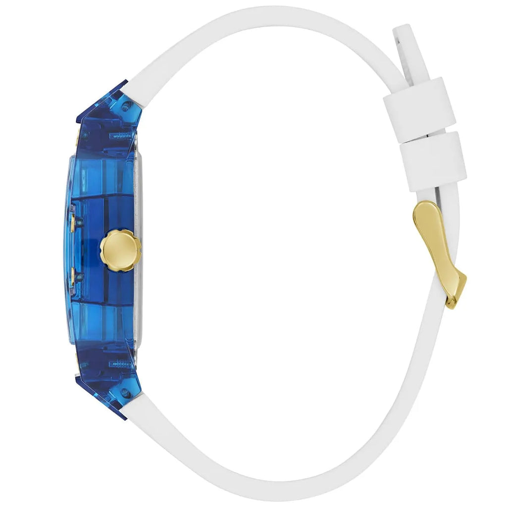 Guess Phoenix GW0499G6 Blue Transparent Case White Silicone Multifunction Watch