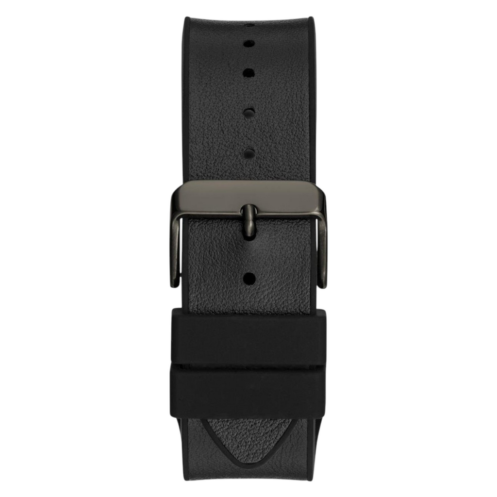 ساعة Guess Phoenix Lion Head GW0595G2 بهيكل أسود وقرص أزرق على شكل أسد وسوار سيليكون أسود