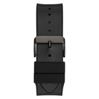 ساعة Guess Phoenix Lion Head GW0595G2 بهيكل أسود وقرص أزرق على شكل أسد وسوار سيليكون أسود