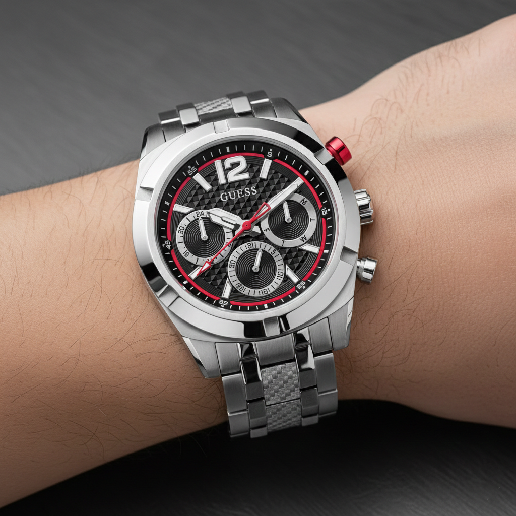 Guess Resistance GW0714G1 Silver Stainless Steel Black Dial Men's Watch