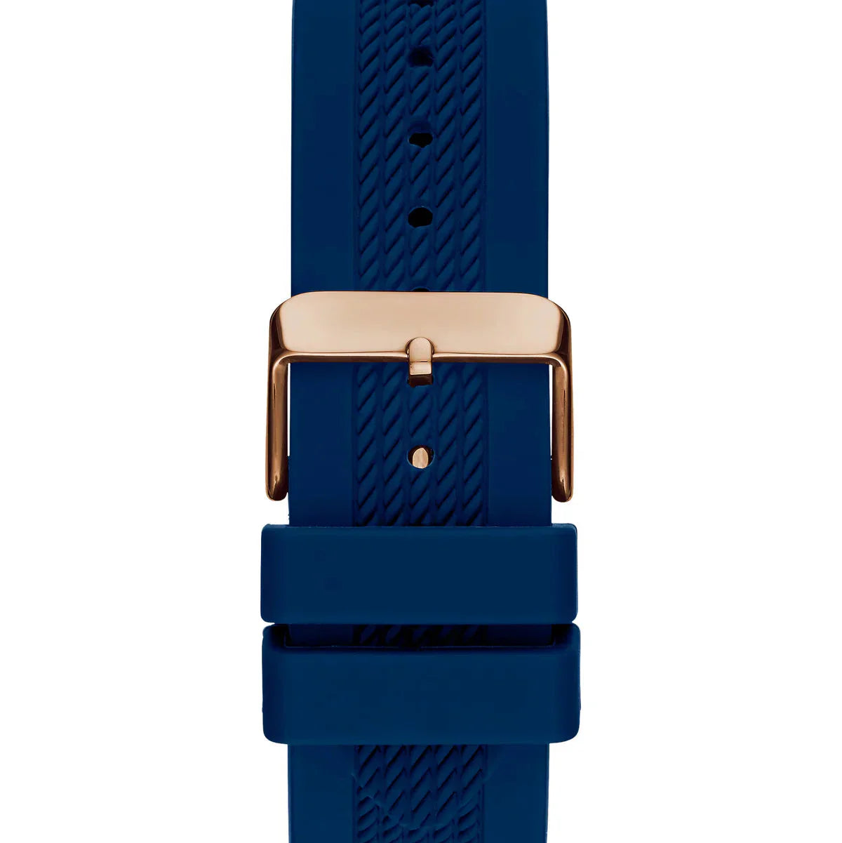 Guess Rig GW0051G3 Rose Gold & Blue Rubber Strap Watch with Metal Inserts