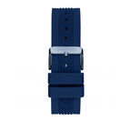 Guess Rig GW0051G4 Silver Tone Case Blue Rubber Strap Watch