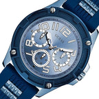 Guess Rig GW0051G4 Silver Tone Case Blue Rubber Strap Watch
