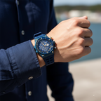 Guess Treasure GW0443G1 Blue Tone Skeleton Dial Blue Rubber Watch