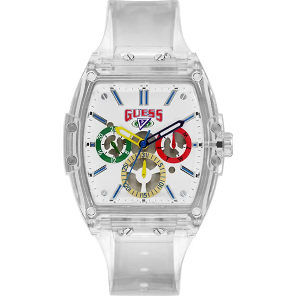 Guess Originals Phoenix V1051M1 Clear Transparent Case White Dial Multicolor Watch