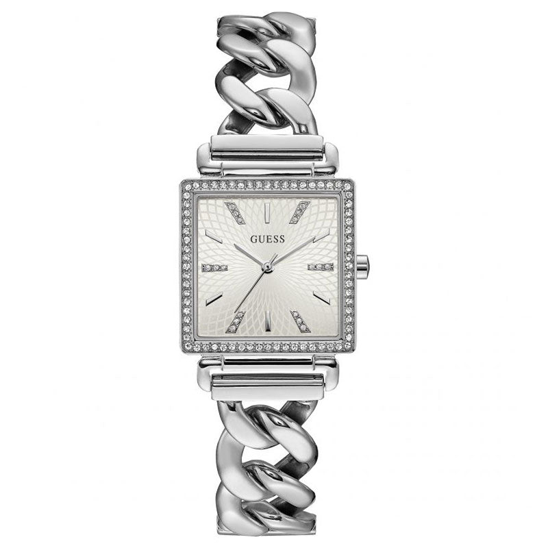 Guess Vanity W1030L1 Silver Tone Square Case Crystal Bezel Ladies Watch