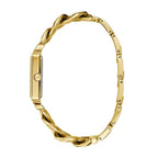 ساعة يد نسائية Guess Vanity W1030L2 بإطار مربع ذهبي وكريستال