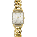 ساعة يد نسائية Guess Vanity W1030L2 بإطار مربع ذهبي وكريستال