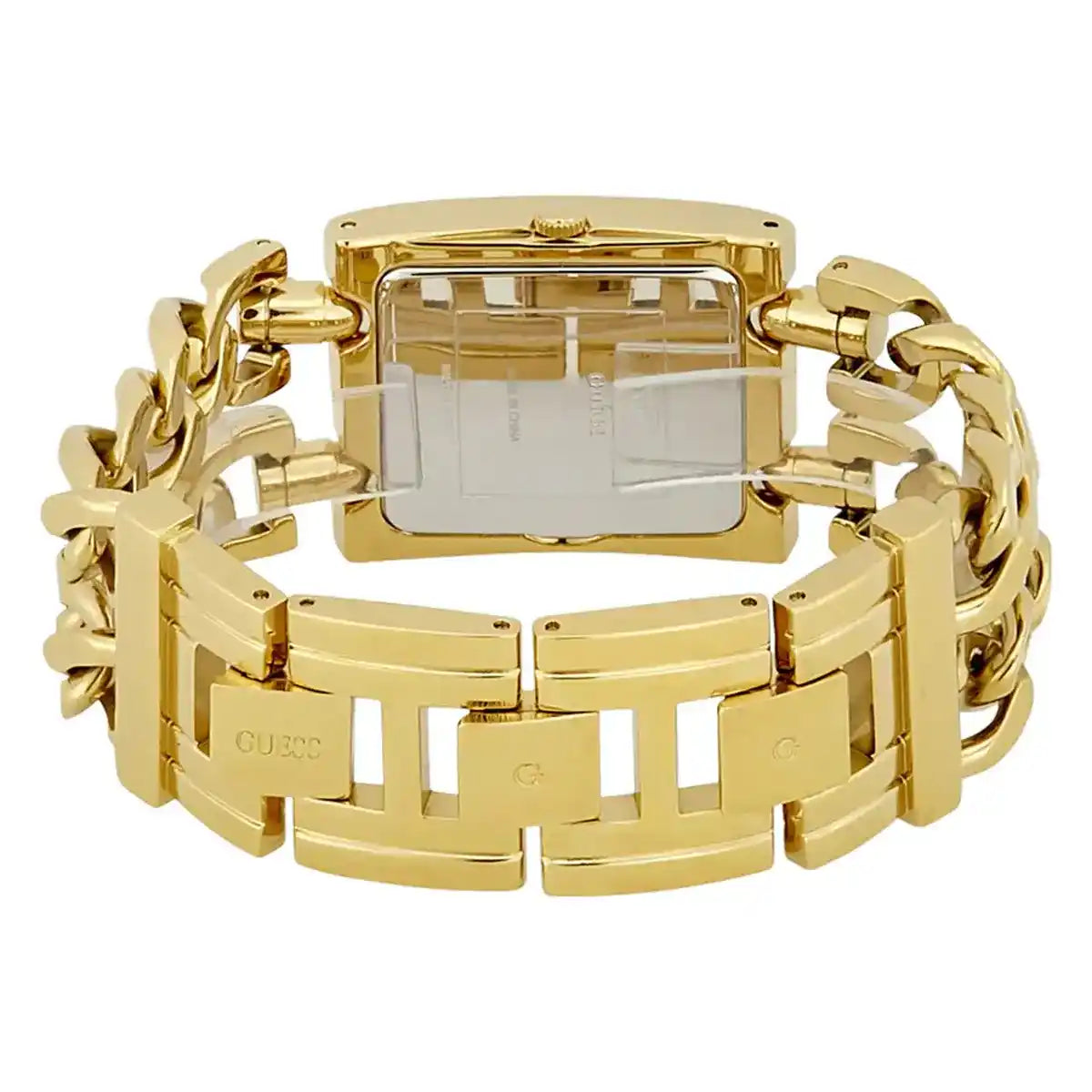 Guess W0072L1 Gold Rectangular Case Chain Bracelet Crystal Bezel Women's Watch