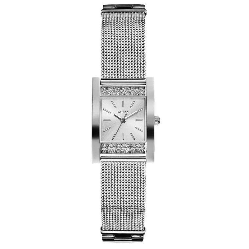 Guess W0127L1 Nouveau Silver Rectangular Case Crystal Mesh Women's Watch