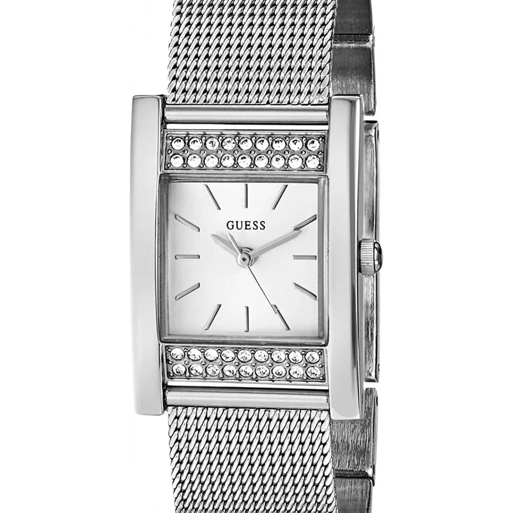Guess W0127L1 Nouveau Silver Rectangular Case Crystal Mesh Women's Watch