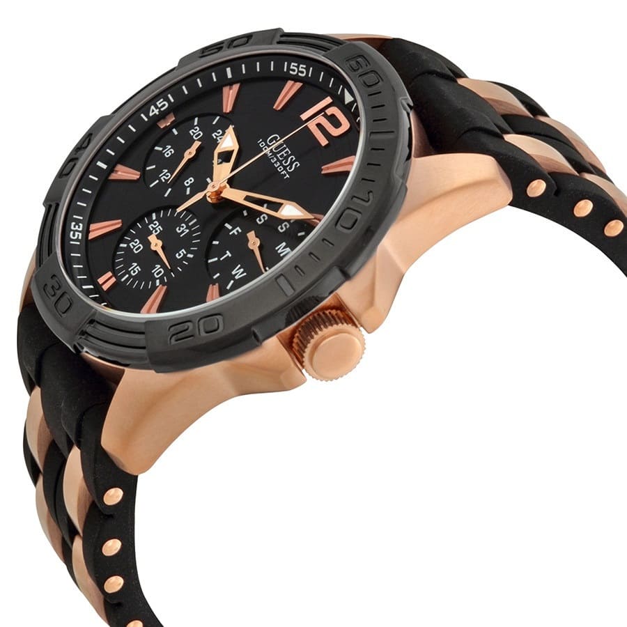 Guess Oasis W0366G3 Men's Black & Gold Rubber Strap Watch