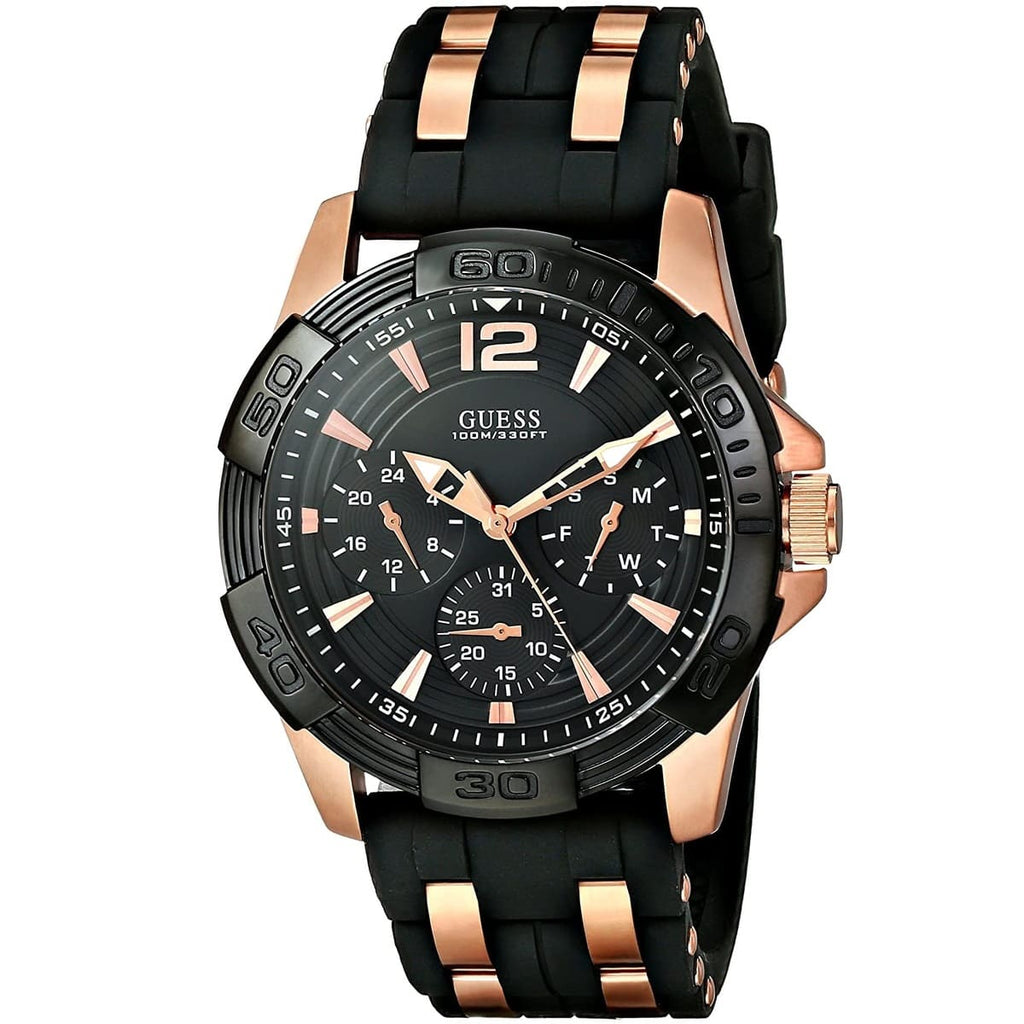Guess Oasis W0366G3 Men's Black & Gold Rubber Strap Watch