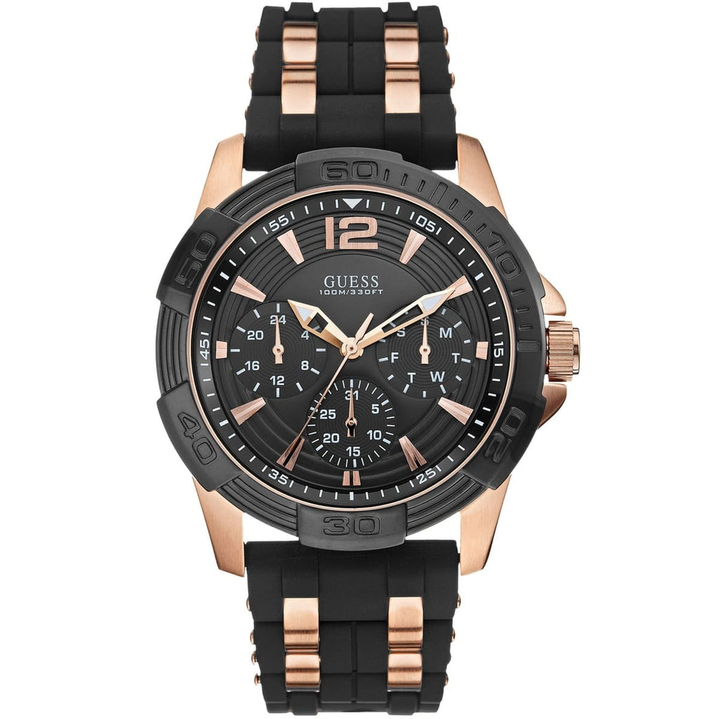 Guess Oasis W0366G3 Men's Black & Gold Rubber Strap Watch