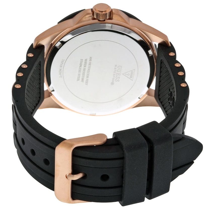 Guess Oasis W0366G3 Men's Black & Gold Rubber Strap Watch