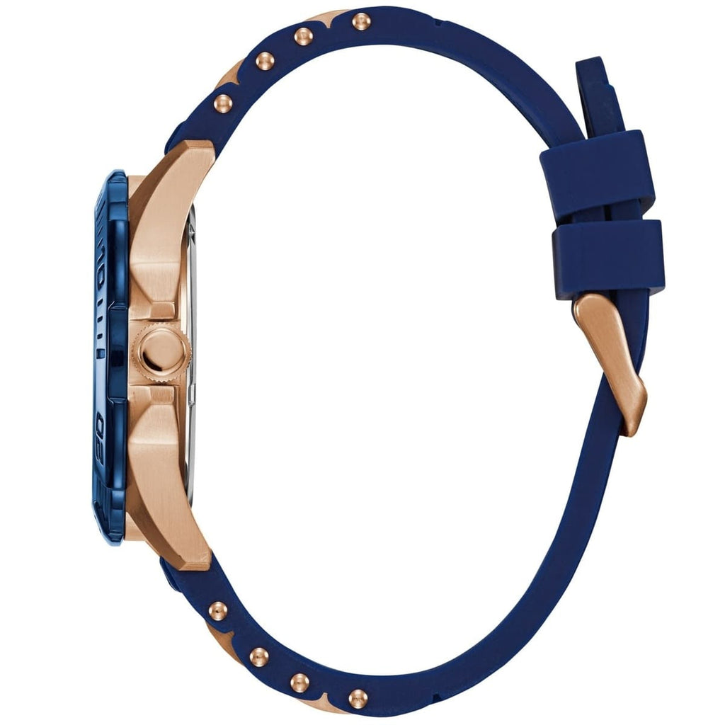 Guess Oasis W0366G4 Men's Rose Gold & Blue Rubber Strap Watch
