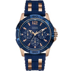 Guess Oasis W0366G4 Men's Rose Gold & Blue Rubber Strap Watch