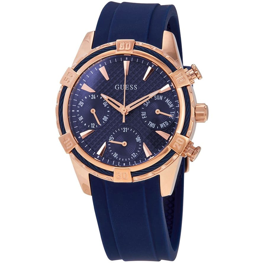Guess Catalina W0562L3 Rose Gold & Blue Rubber Watch
