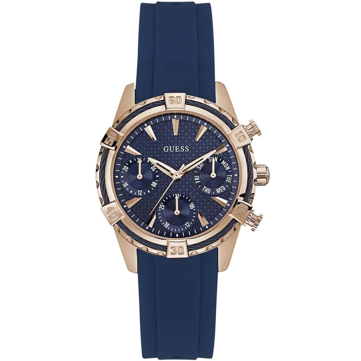 Guess Catalina W0562L3 Rose Gold & Blue Rubber Watch