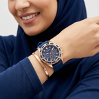Guess Catalina W0562L3 Rose Gold & Blue Rubber Watch