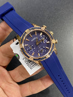 Guess Catalina W0562L3 Rose Gold & Blue Rubber Watch