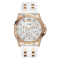 Guess W0615L1 Women's Rose Gold & White Rubber Strap Watch