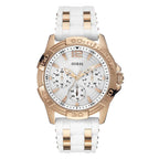 Guess W0615L1 Women's Rose Gold & White Rubber Strap Watch