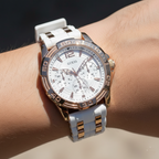 Guess W0615L1 Women's Rose Gold & White Rubber Strap Watch