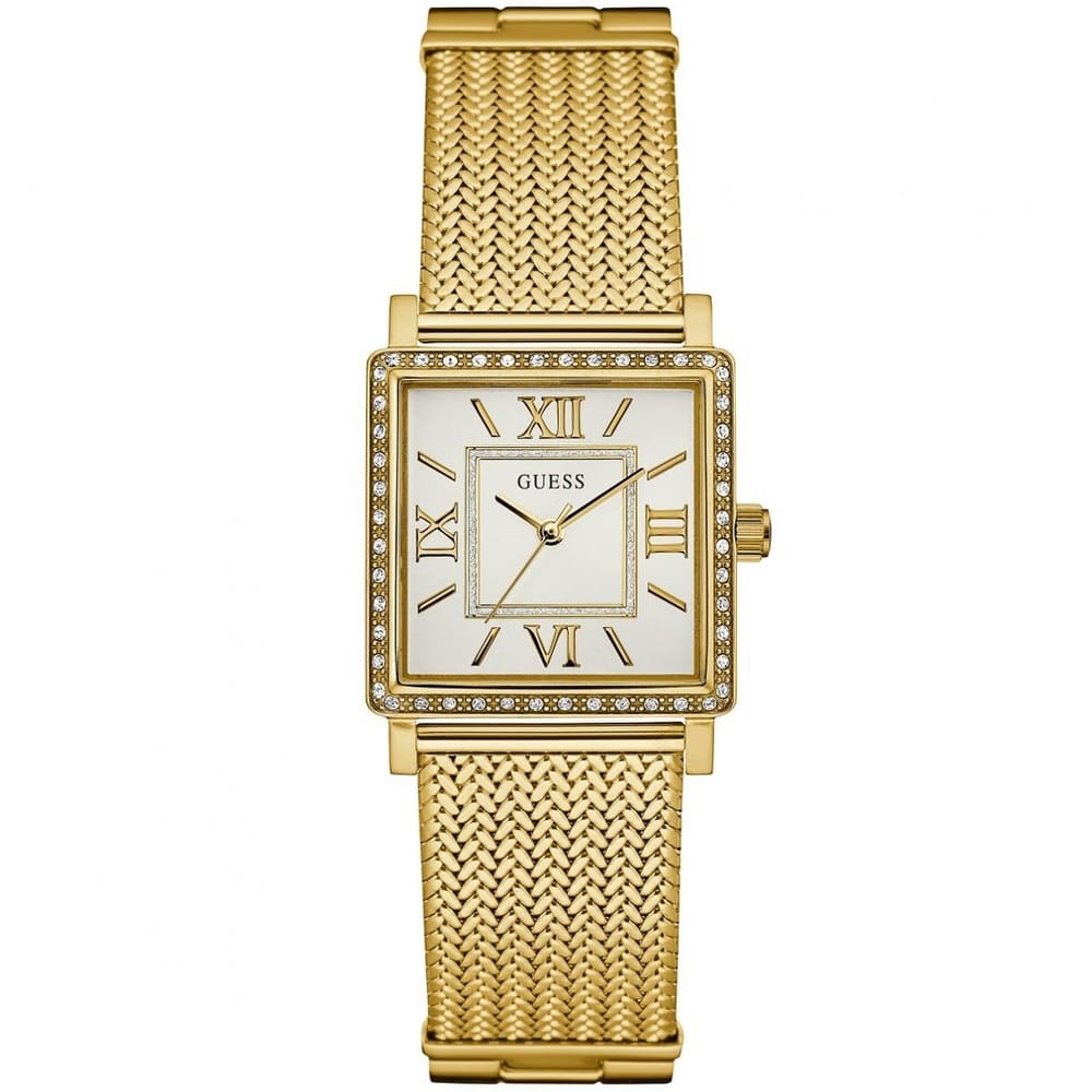 Guess Highline W0826L2 Gold Mesh Square Crystal Ladies Watch