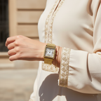 Guess Highline W0826L2 Gold Mesh Square Crystal Ladies Watch