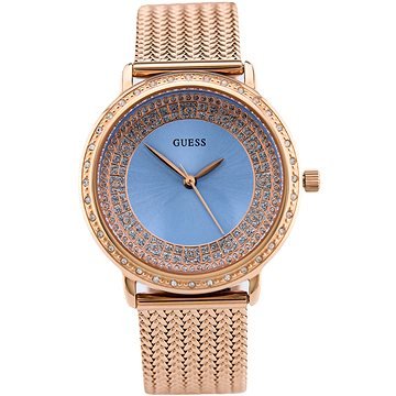 Guess Willow W0836L1 ساعة يد نسائية بمينا لامع شبكي من الذهب الوردي