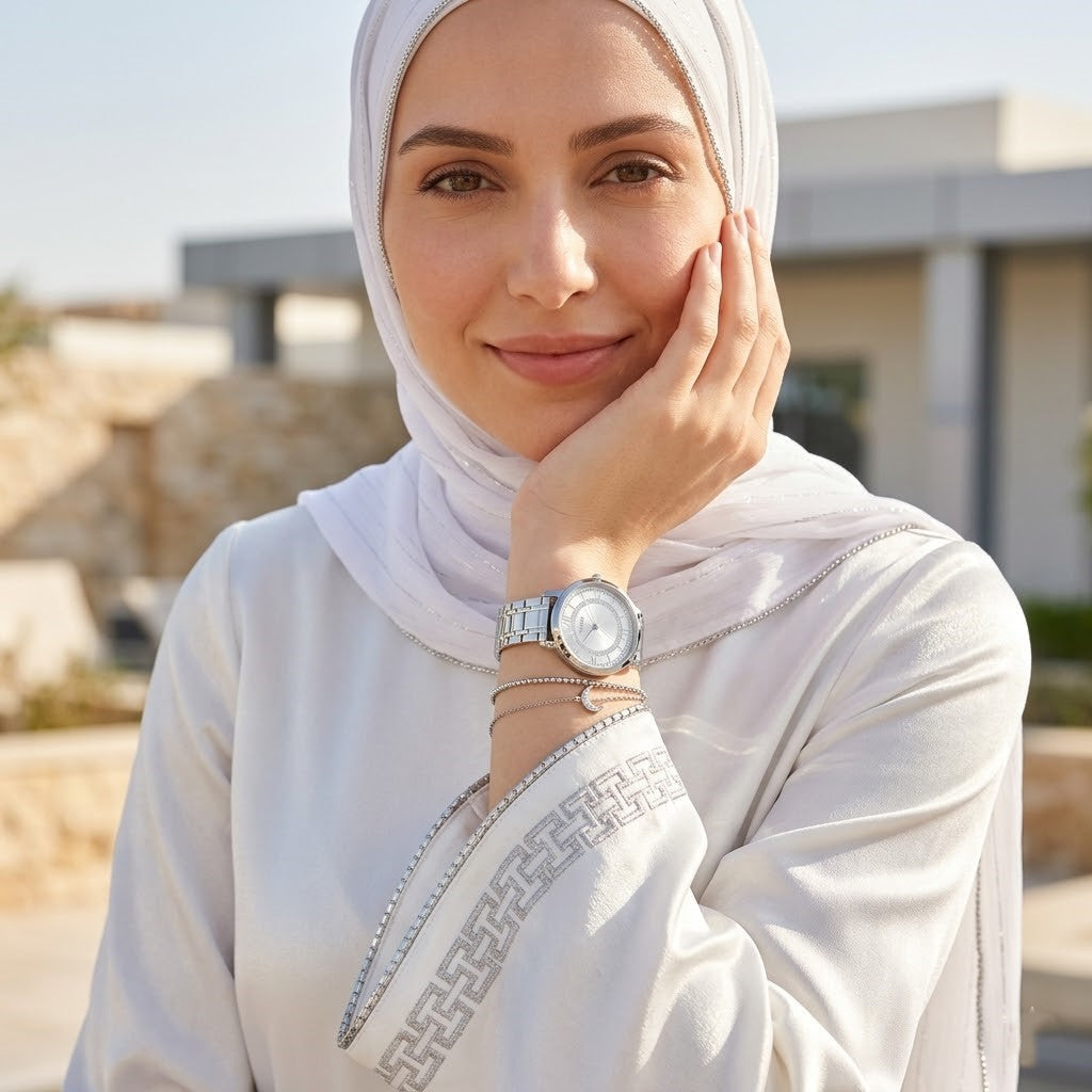 ساعة غيس مونتوك W0933L1 نسائية باللون الفضي مع مينا لامع