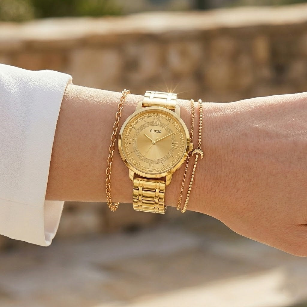 Guess Montauk W0933L2 Glitter Dial Women's Gold-Tone Watch