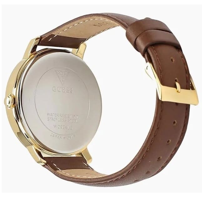 Guess Montauk W0934L3 Gold Case Crystal Bezel Brown Leather Women's Watch
