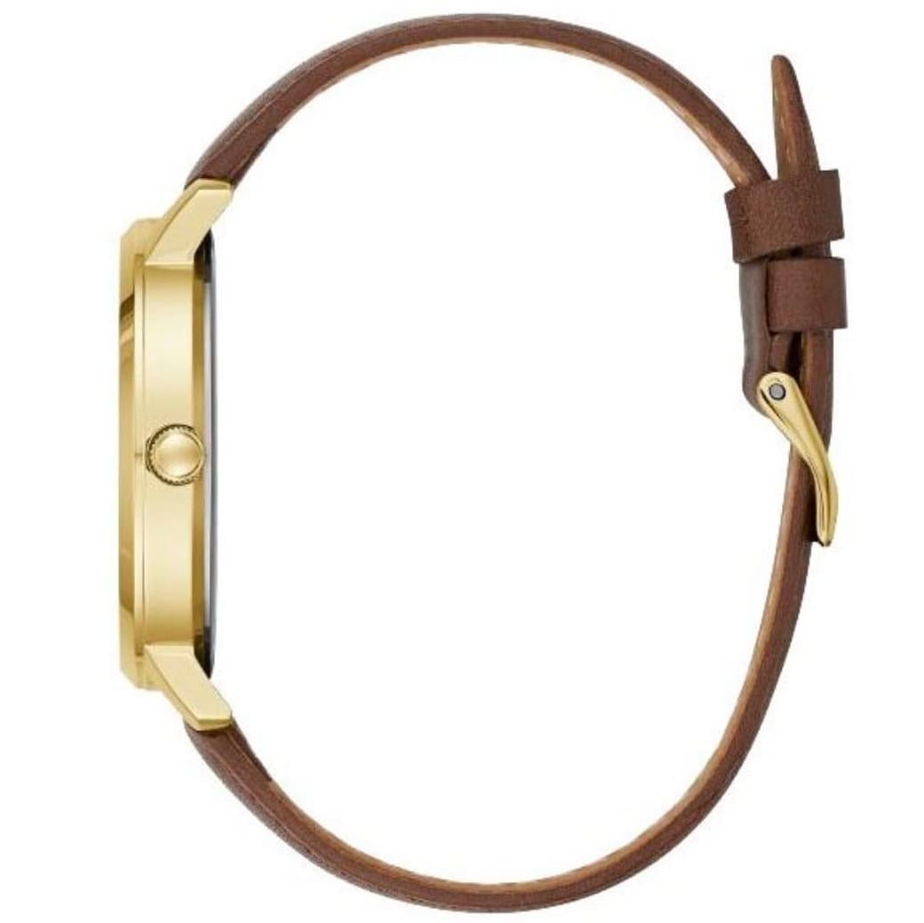 Guess Montauk W0934L3 Gold Case Crystal Bezel Brown Leather Women's Watch