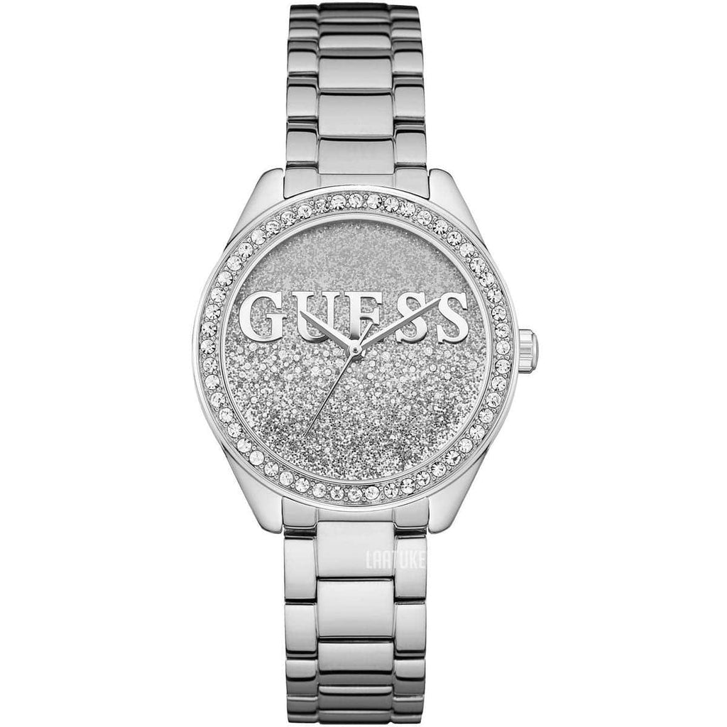 Guess Glitter Girl W0987L1 Silver Case Glitz Logo Dial Steel Women's Watch
