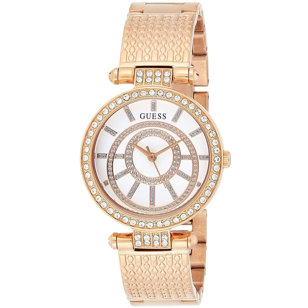 Guess Muse W1008L3 Rose Gold Crystal Dial Mesh Link Women's Watch