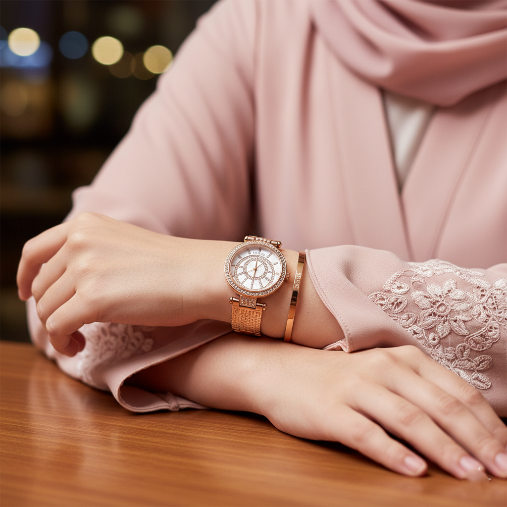 Guess Muse W1008L3 Rose Gold Crystal Dial Mesh Link Women's Watch
