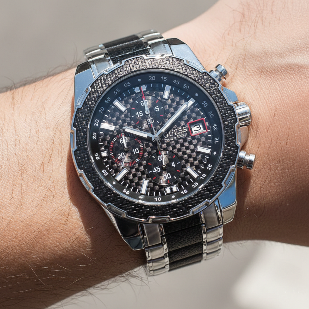 Guess Octane W1046G1 Men's Silver Steel Chronograph Watch