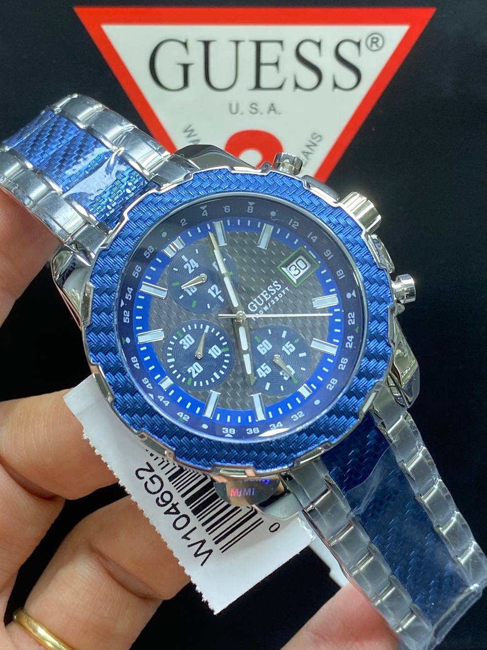 Guess Octane W1046G2 Men's Two-Tone Blue & Silver Chronograph Watch