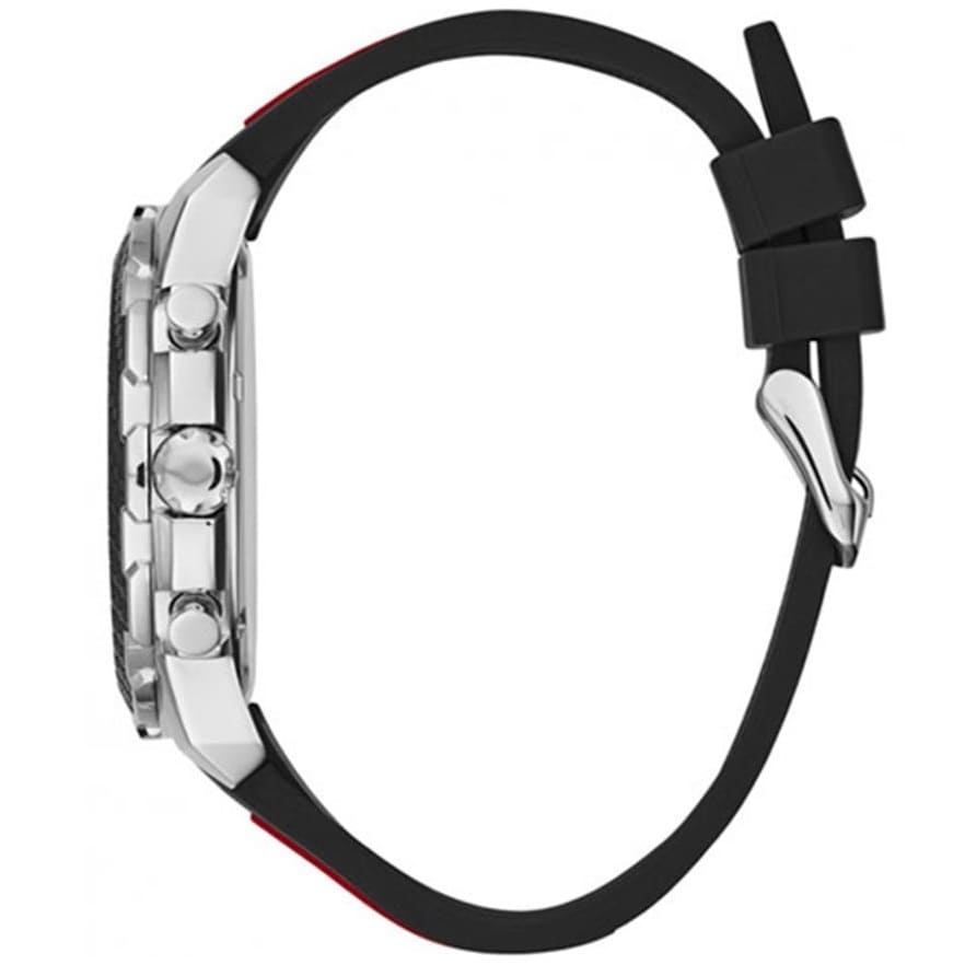 Guess Octane W1047G1 Silver Case Carbon Look Dial Black/Red Rubber Watch