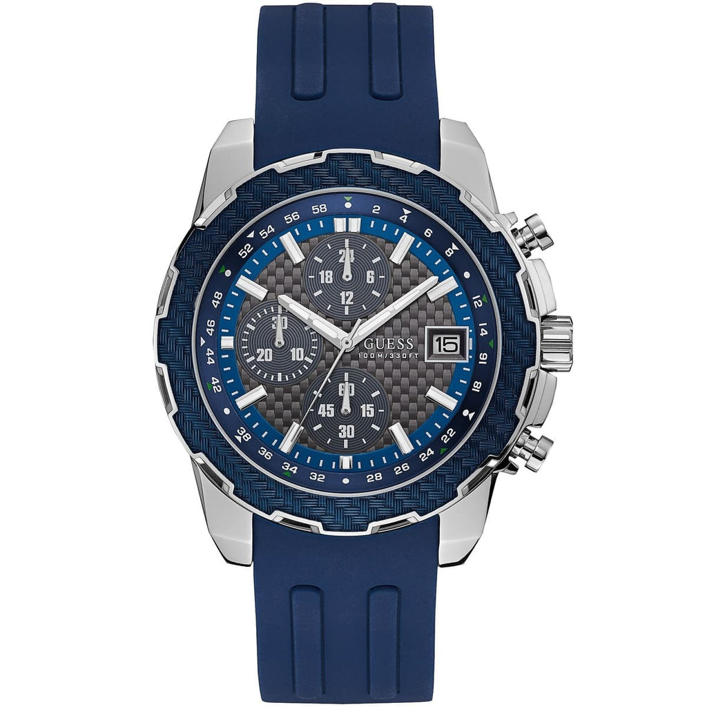 Guess Octane W1047G2 Men's Blue Bezel Grey Dial Rubber Watch