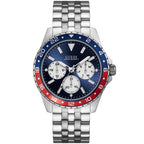 Guess Odyssey W1107G2 Men's Pepsi Bezel Silver Steel Watch